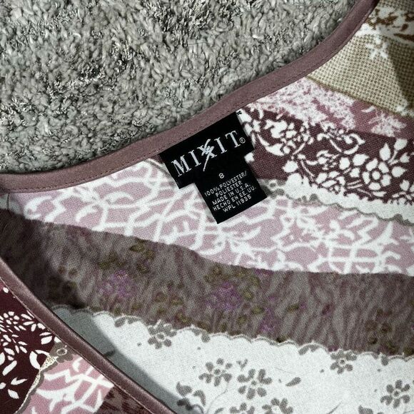 Vintage Y2K Mix It Patterned Hi Low Midi Women’s Floral Dress - Picture 5 of 6